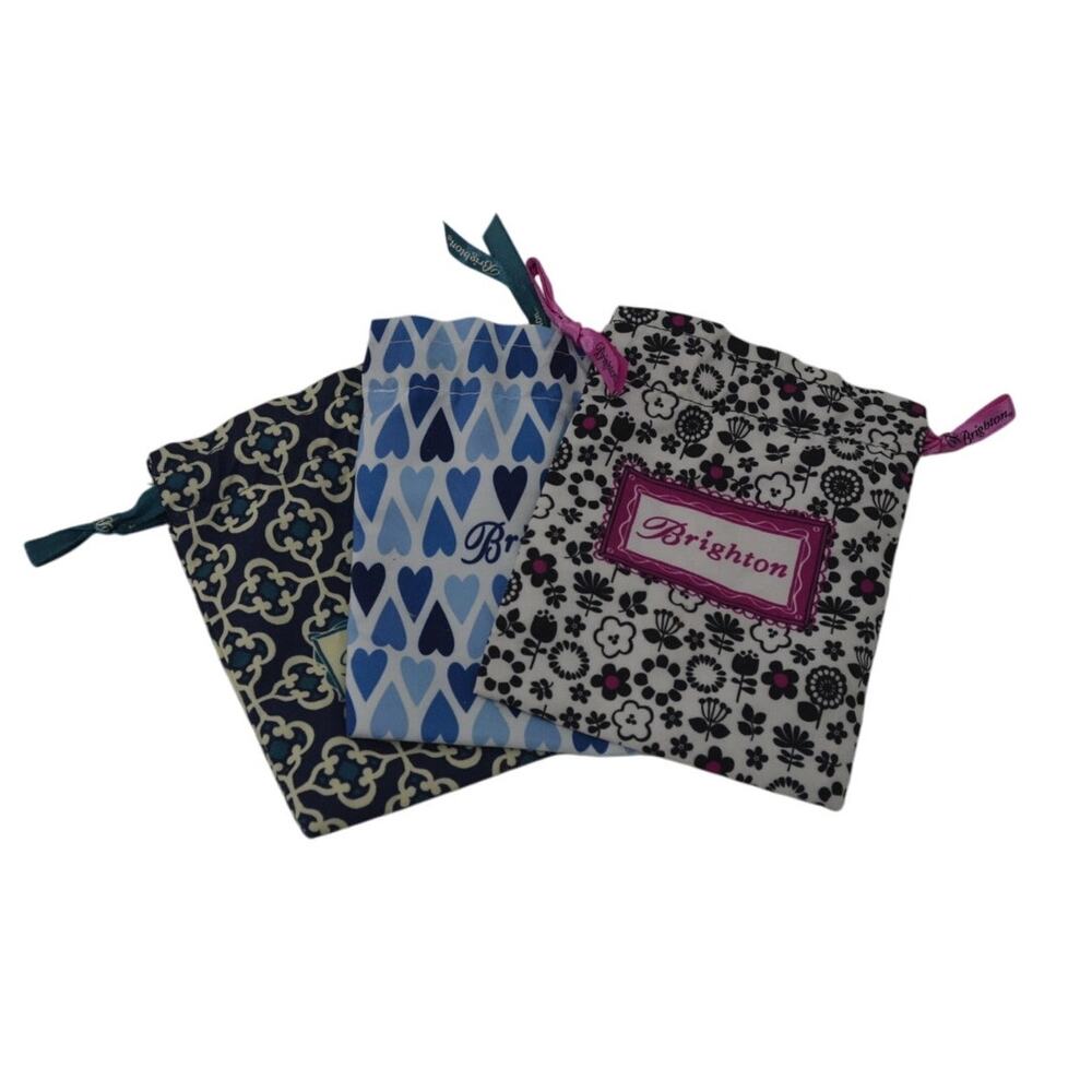 Brighton Dust Bags Set of 3 Drawstring Floral Jewelry Pouch